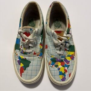 Vans Era World Map Grid Print Sneakers Women’s 8 / Men’s 6.5 Canvas Shoes